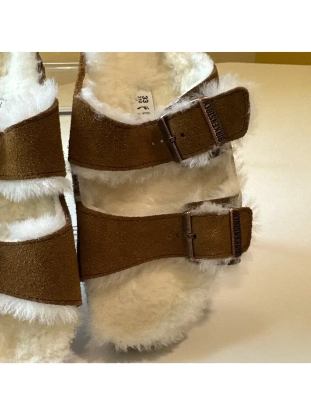 Birkenstock Sandals Arizona Mink Youth Reg 33 US 2-2.5 Shearling Fur Excellent